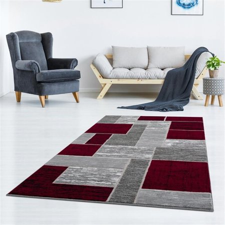 LBAIET Lbaiet SL973R81 Red Verena Geometric 8 x 10 ft. Rectangle Area Rug; Red & Gray SL973R81 Red